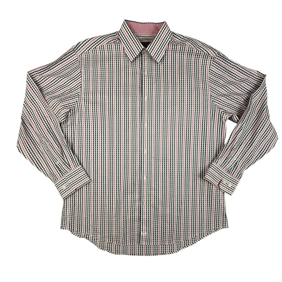 Johnston & Murphy Other - Johnston & Murphy Shirt Tailored Fit Plaid Stripe Button Down Shirt Men's XL